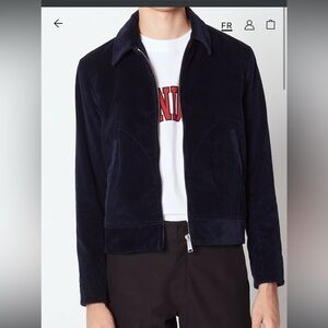 Sandro Corduroy Zip Up Jacket Navy Fully Lined Size Medium